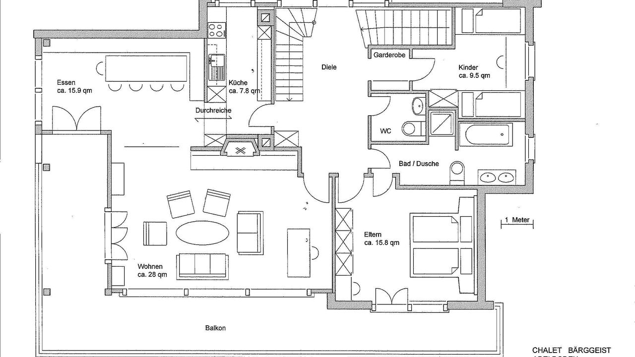 Chalet Bärggeist Grundriss 1. OG Chalet Bärggeist Grundriss 1. OG